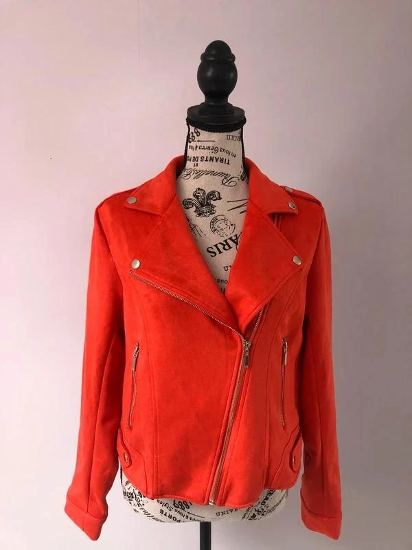 Jacket / Orange suede effect Perfecto – La Halle – Size 38 (M) – photo 8